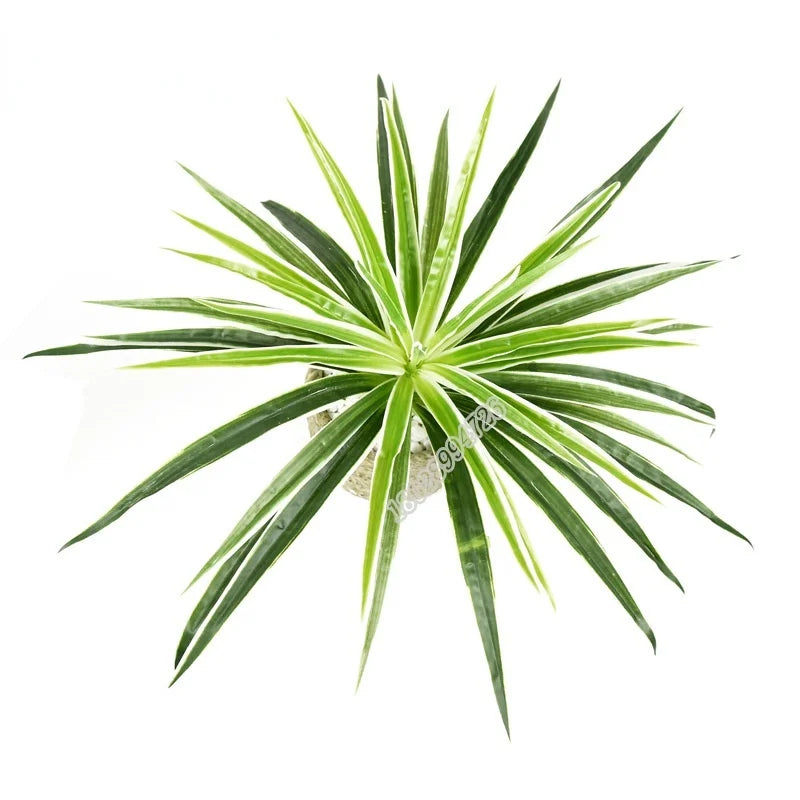 plante artificielle vert clair moderne feuilles rayées pot terre cuiteintérieur décoration naturellebranches mousse verte