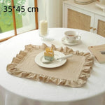serviettes table classiques coton blanc vert rose jaune beige ruban fini bord rond dimension