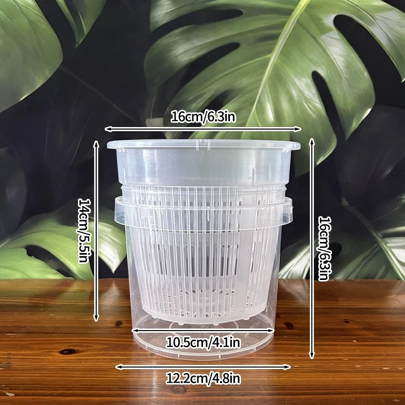 Pot plante moderne auto arrosant transparent controle racines drainage ornemental fleuri