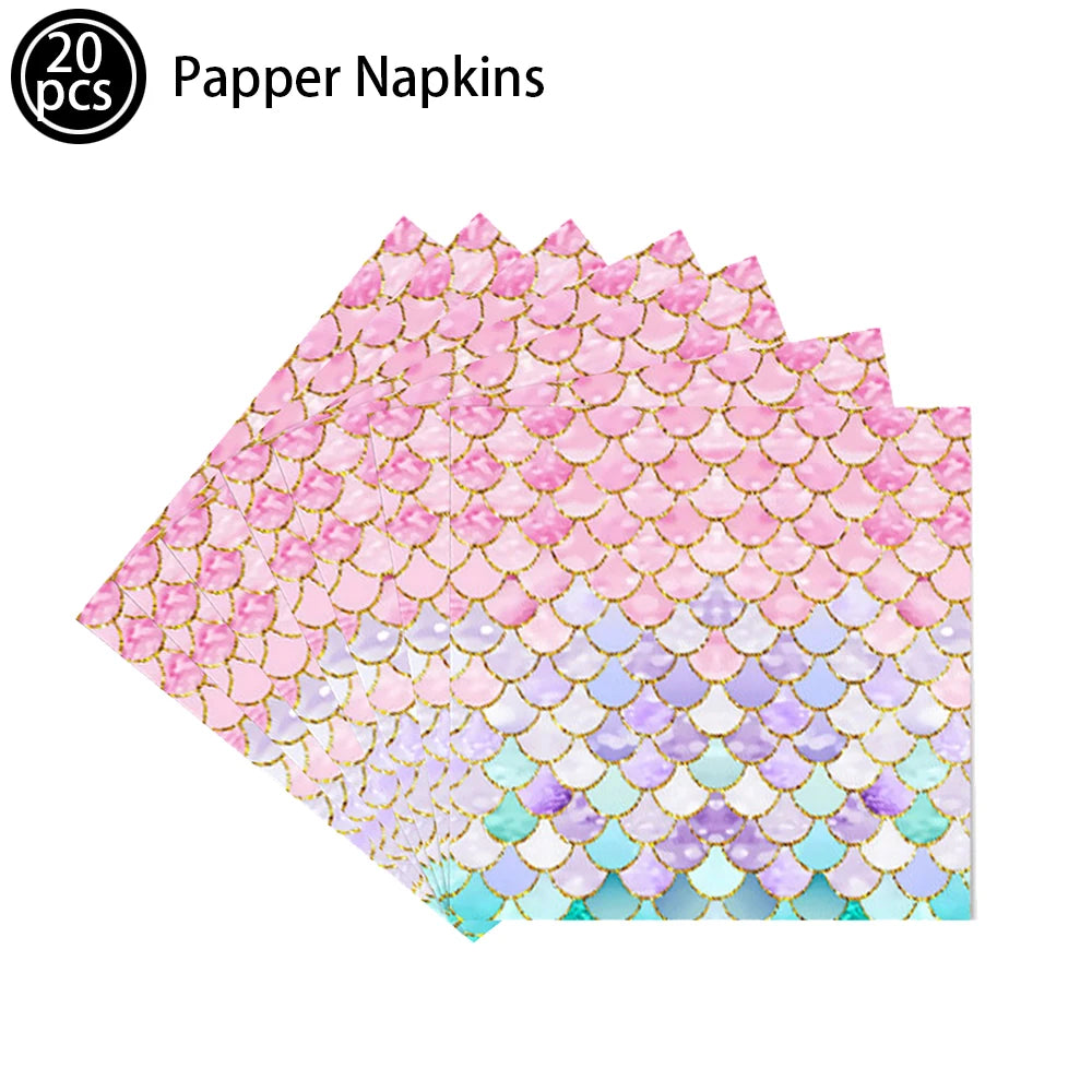 Assiettes en papier sirène colorées pour fête enfant