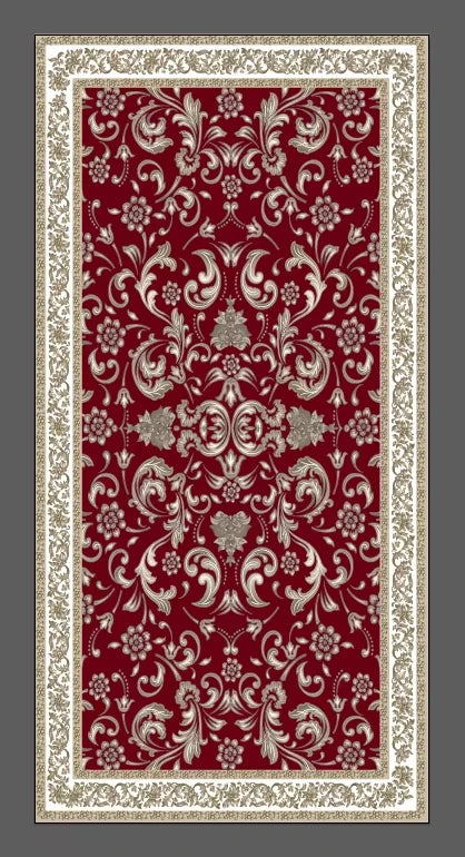 tapis noir rouge ornamental oiseau croix géométrique polyester caoutchouc maisonFRINGES