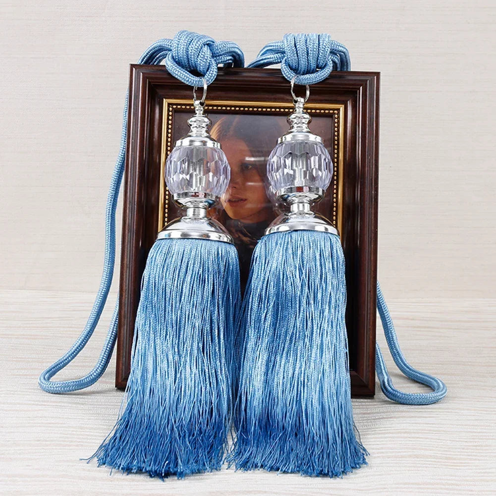 pompons rideaux coton bleu beige doré rose rouge tissu frisé opaques classiques cordons