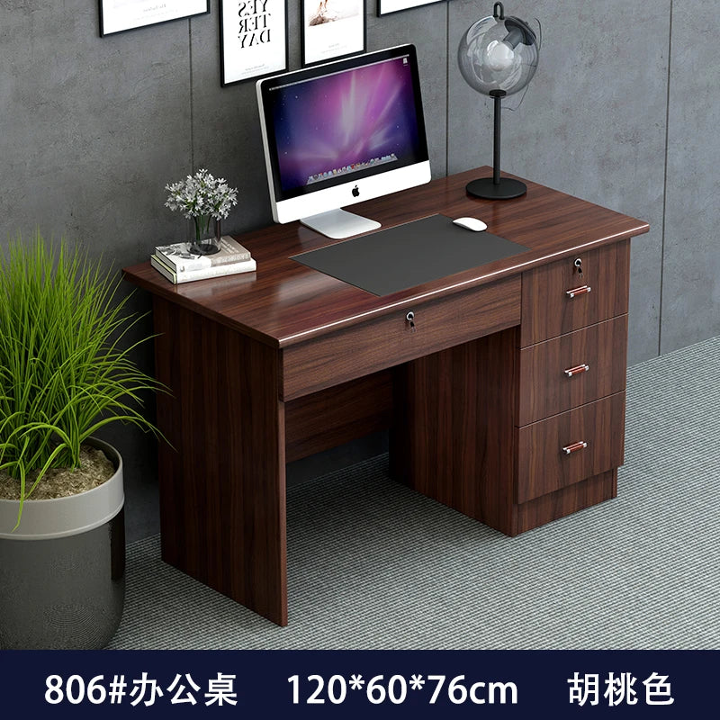 bois massif moderne marron foncé table travail informatique épuré intérieur maison