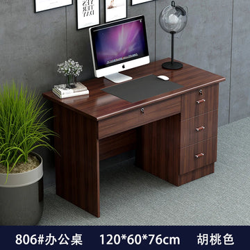 bois massif moderne marron foncé table travail informatique épuré intérieur maison