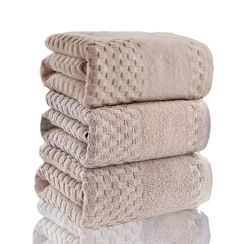 serviette bain coton absorbant séchage rapide plaid carrés beige clair classique lavable machine toile