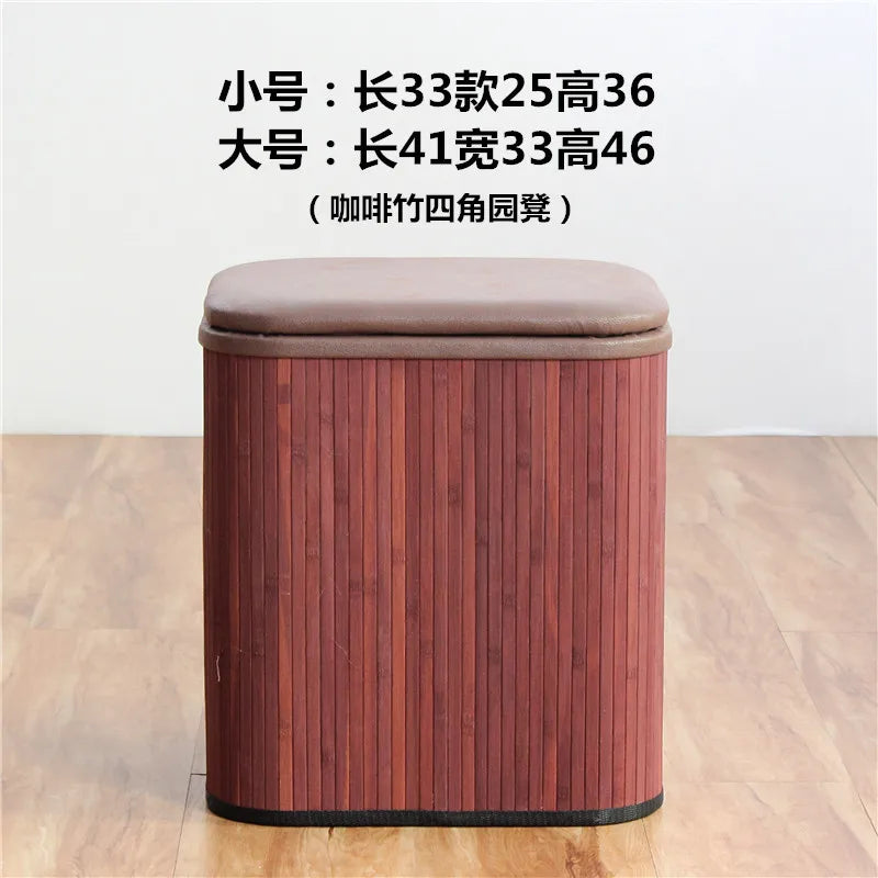 tabouret rangement bois couvercle amovible tissu beige entrée maison