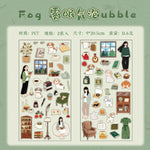 sticker autocollant transparent illustratif multicolore animaux objets ménagers personnages scrapbooking diy bricolage