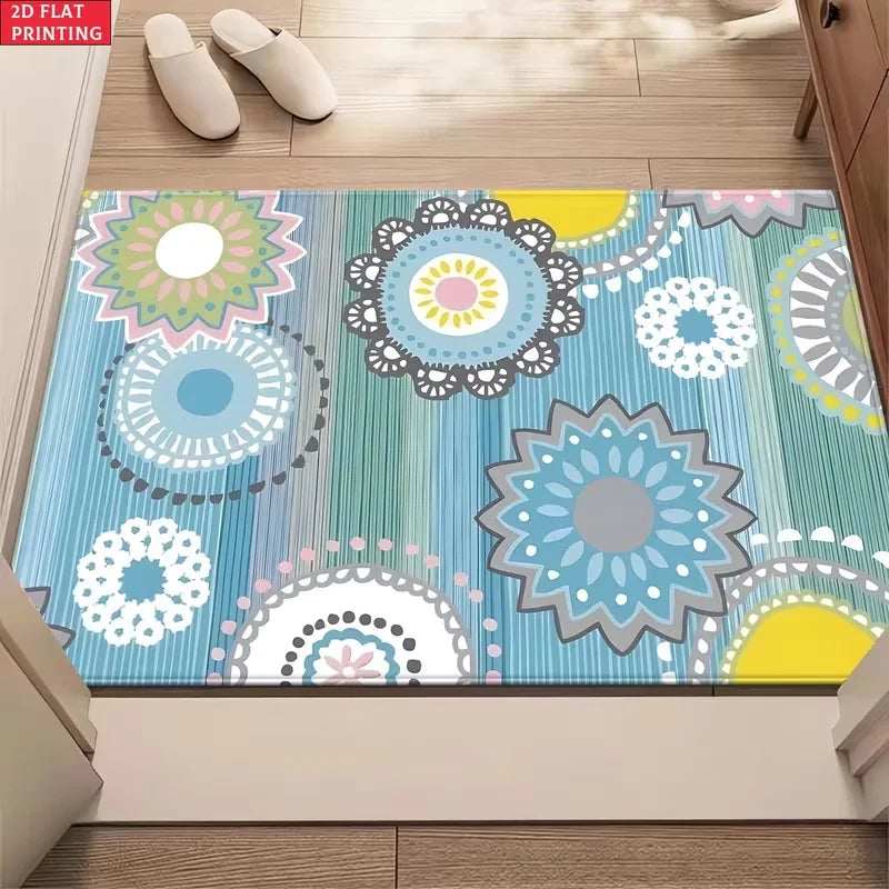 tapis sol antidérapant floral géométrique moderne résistant bactéries extérieur salon bain polyestère