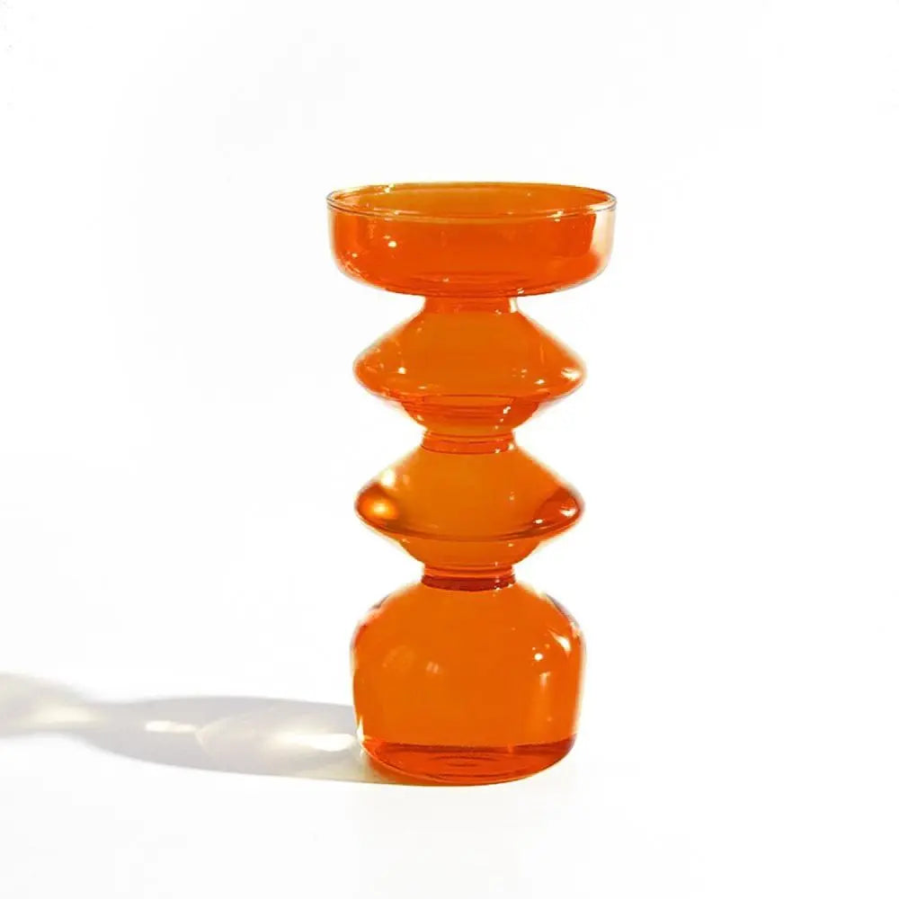 vases verre transparent moderne orange rose sphères empilées décoration maison table fleurs hydroponiques