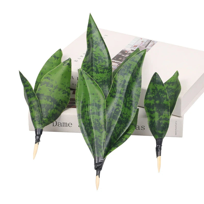 feuilles artificielles vertes rayures noires moderne décoration intérieure adhésif extérieur ornement vert plastique unique