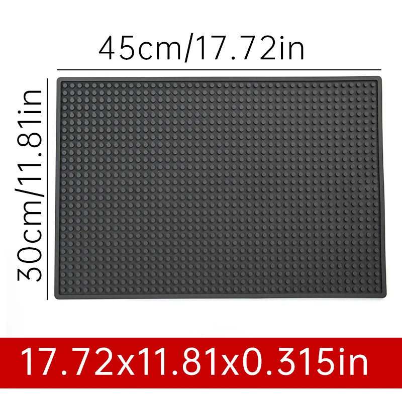 tapis bar noir perforé moderne antidérapant résistant chaleur drainage barista cocktail 45x30cm