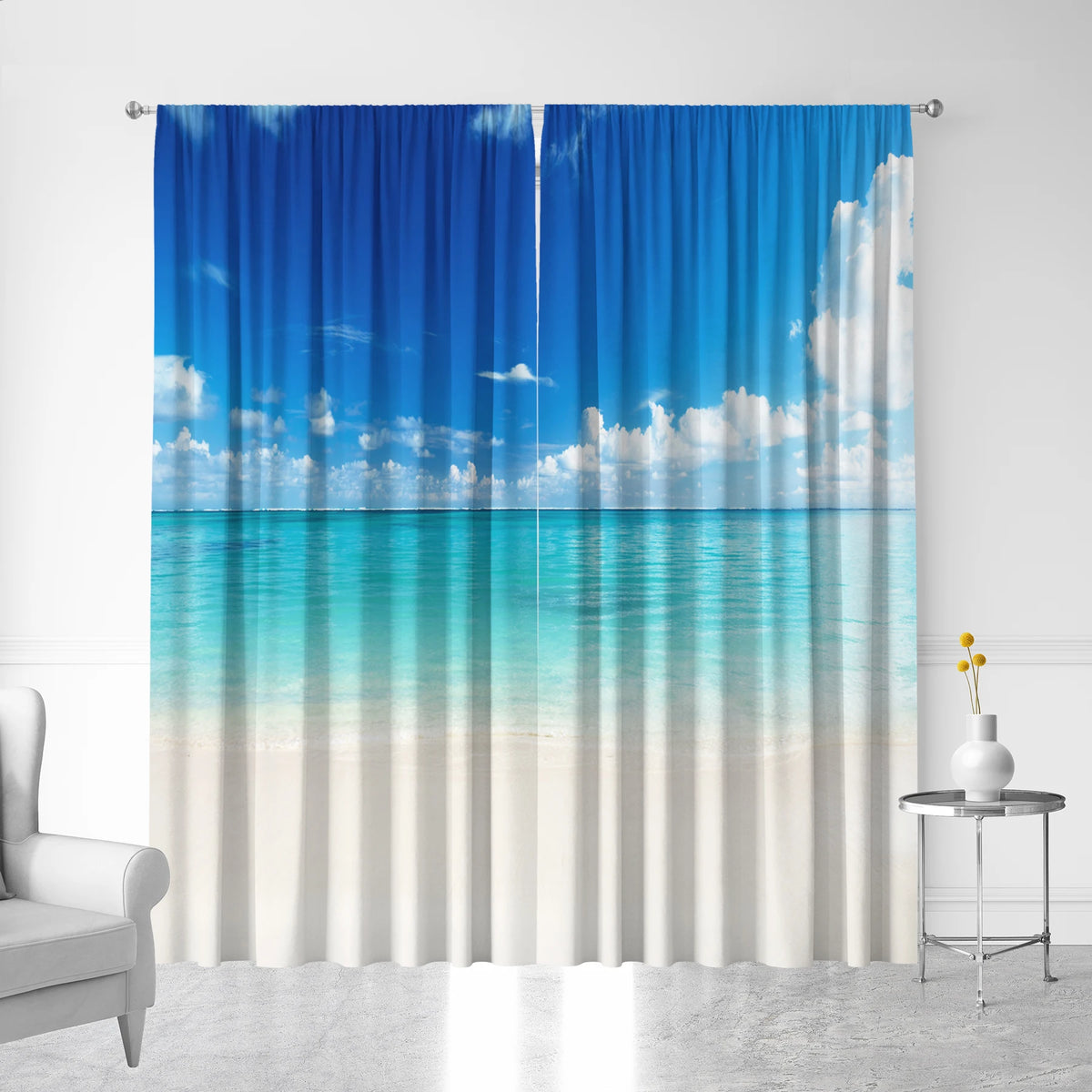 rideaux vert bleu blanc cascade forêt plage semi transparent européen natureôtel
