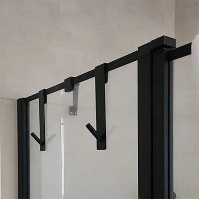 Porte-serviettes de douche en acier inoxydable sur porte vitrée