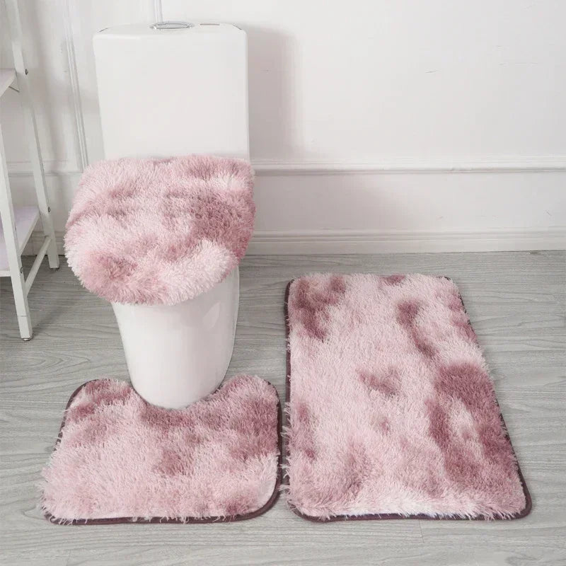 ensemble tapis salle bain pièces beige clair peluche douce antidérapant moderne absorbant