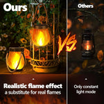 lanterne solaire rechargeable flamme 3d moderne noire orange camping patio décoration