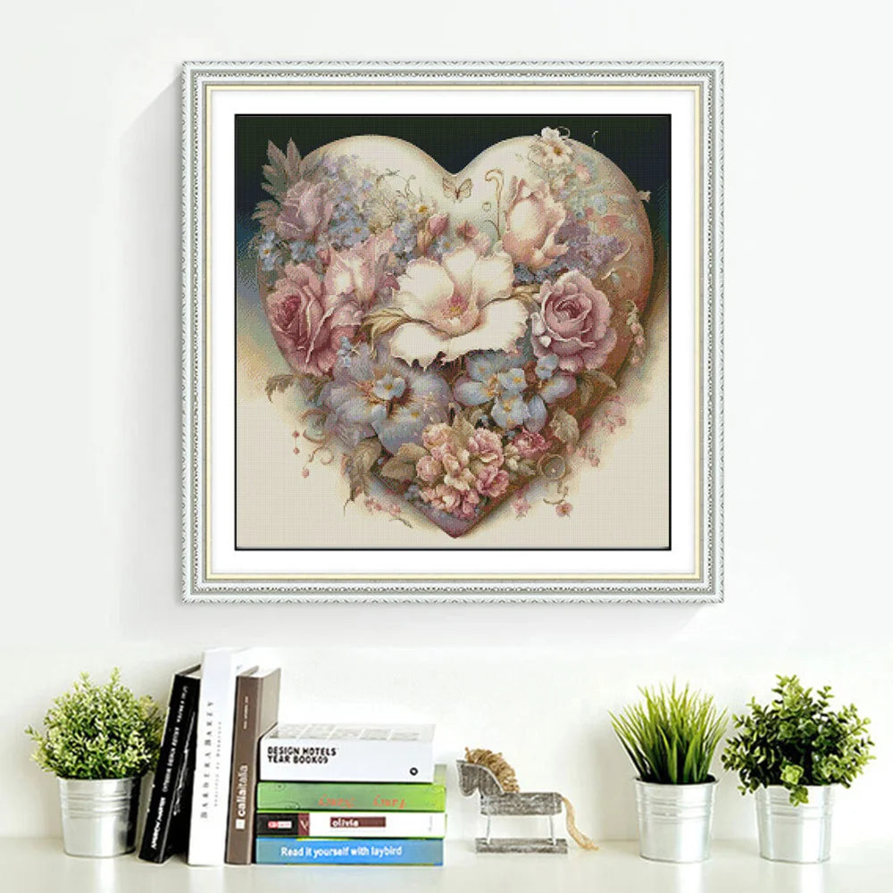 broderie fleur rose toile coton kit couture aiguilles motifs modernes art floral