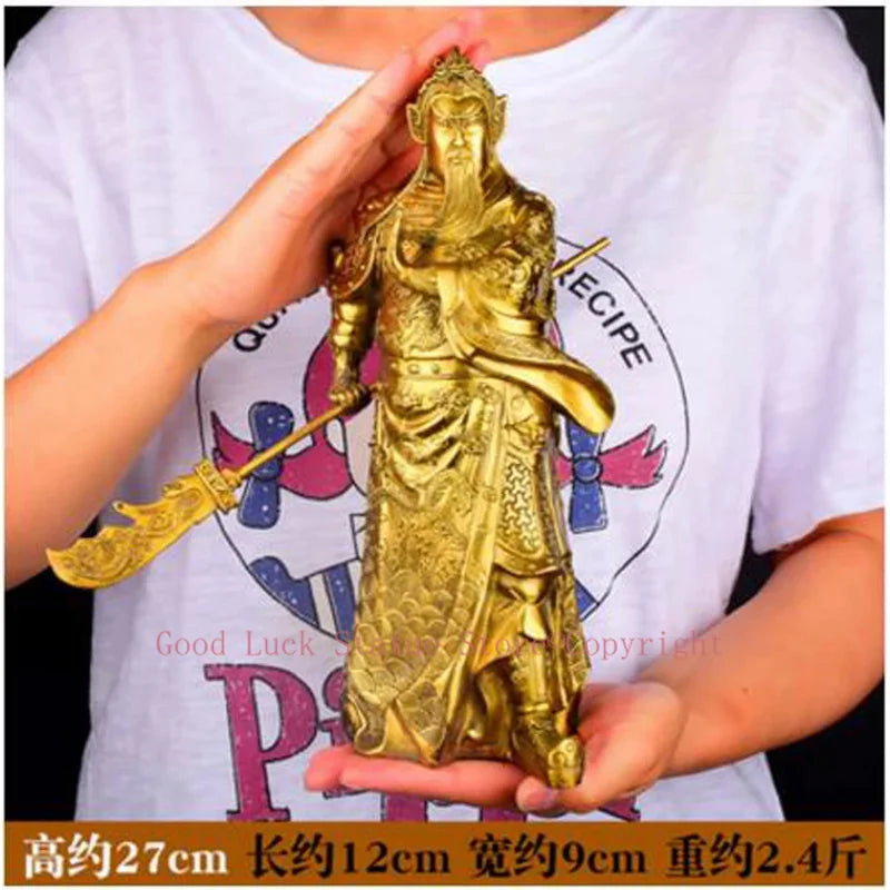 statuette or armure barbe bâton chinois feng shui protection richesse maison argent