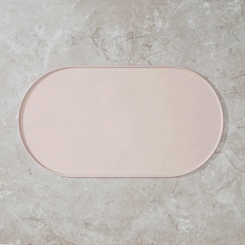 tapis alimentation animal compagnie moderne beige jaune rose antidérapant imperméable assiettes