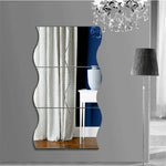 miroir argenté moderne adhésif ondulé décoration murale salle bain chambre 12x10cm set stickers