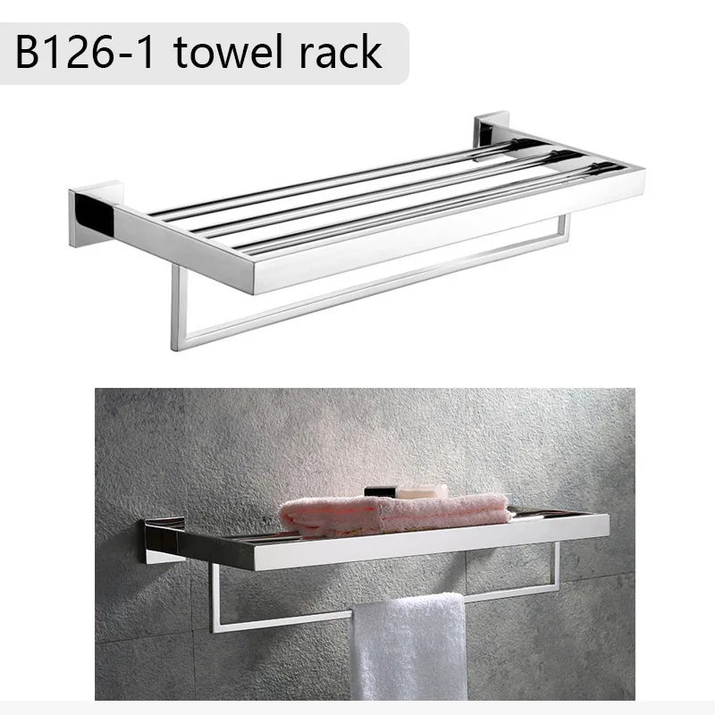 accessoires salle bain chrome modernes porte serviettes mural vis fixés ensemble quincailleries