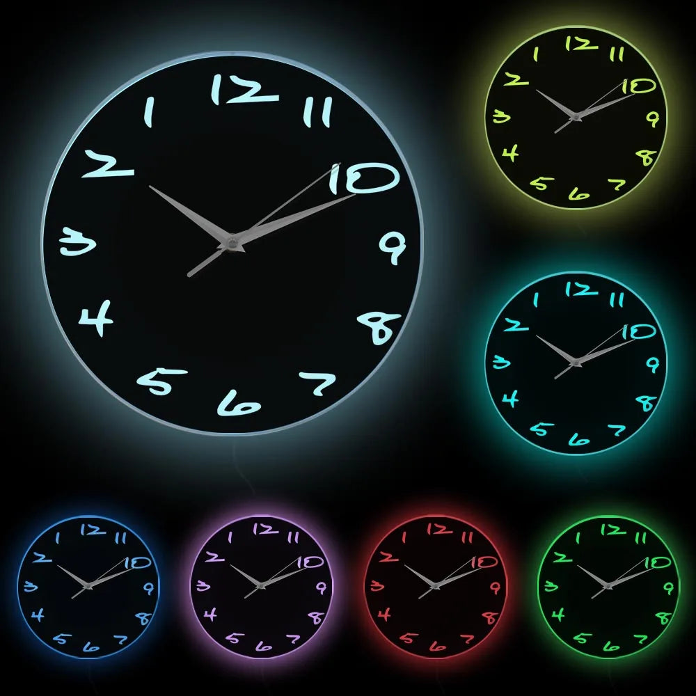 horloge murale moderne minimaliste noir aiguille quartz séparée face unique télécommande chambre salon