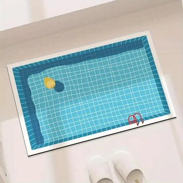 tapis sol antidérapant pvc bleu blanc motif piscine moderne rapide séchage