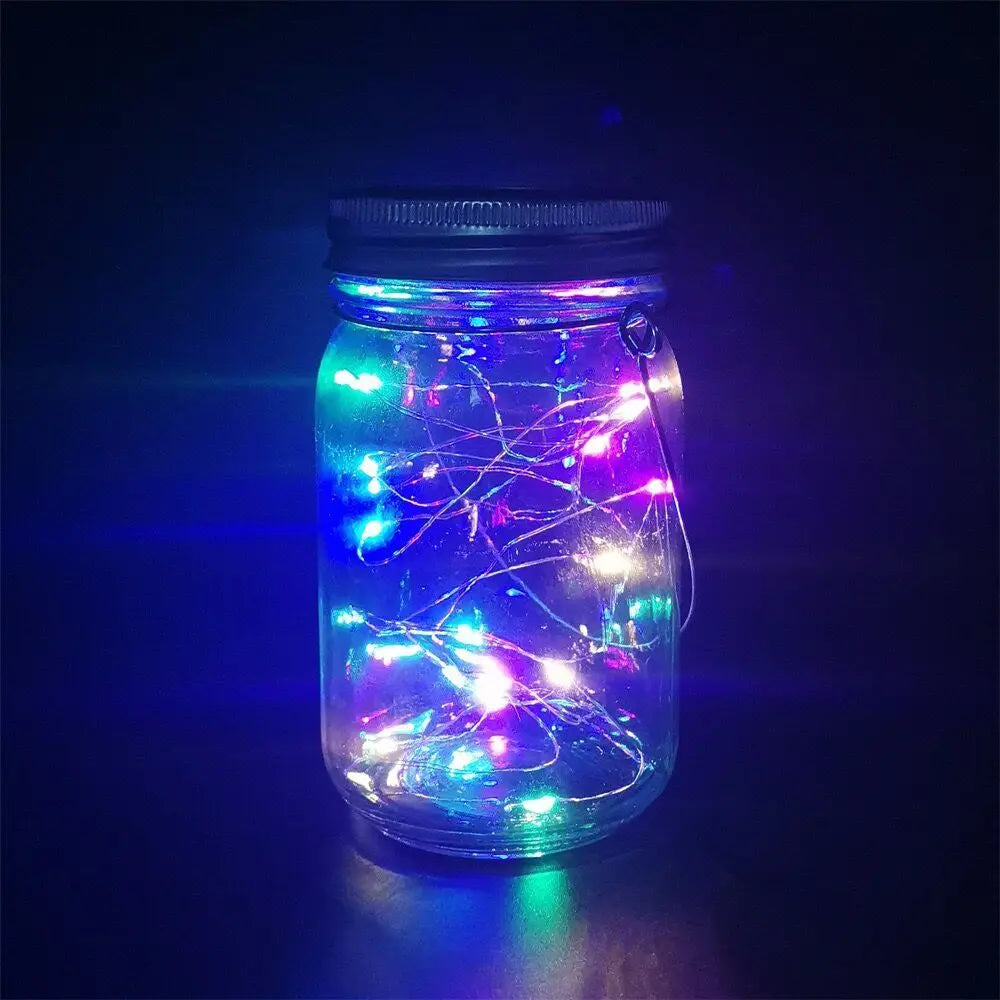 lampe solaire bocal transparent filament doré guirlande led décoration extérieure patio jardin