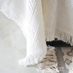 couverture boho chic motif géométrique blanc portable pique nique voyage maison
