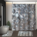 rideau douche moderne diamants gris blanc tapis antidérapant ensemble pièces crochets