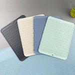tapis cuisine silicone vert bleu gris moderne rayures ondulées assiette cônes baies 30x40cm