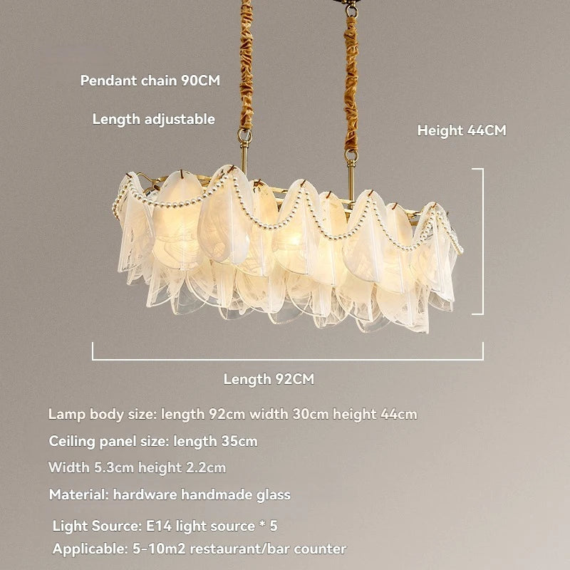 lustre led blanc doré feuillagé classique baroque translucide cristaux salon chambre