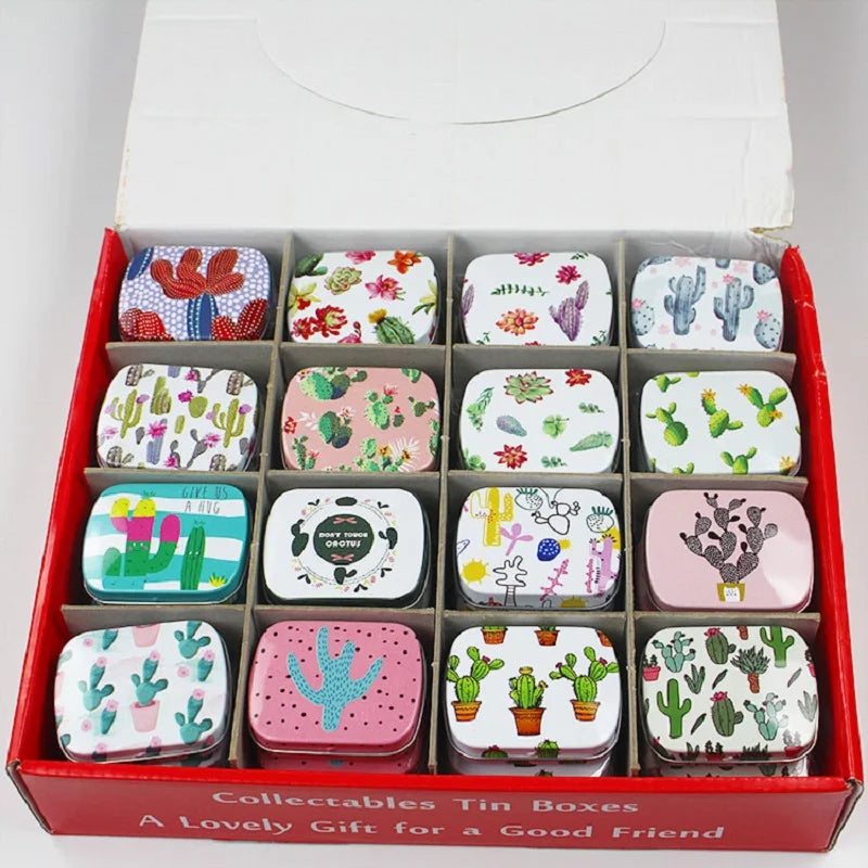 boîtes métal réutilisables multicolores motifs animaux vintage aimants 6x4x2cm