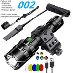lampe torche rechargeable led intense noire aluminium outdoor autodéfense camping 30w usb
