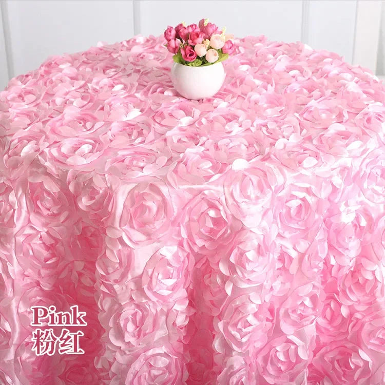nappe table rectangulaire ronde brodée roses relief élégante mariage banquet