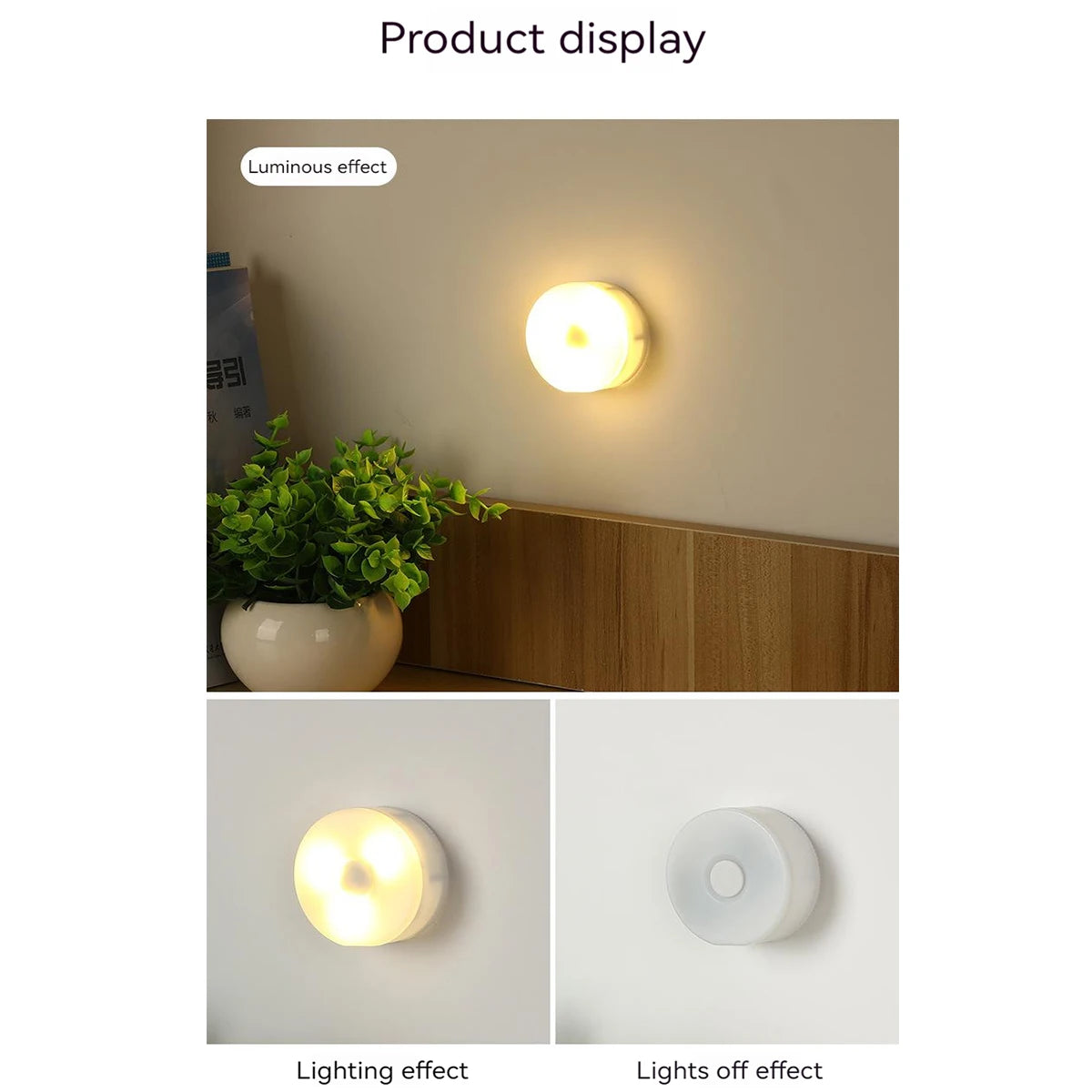 interrupteur lumière blanc moderne adhésif batterie aaa veilleuse led rond lisse chambre maison