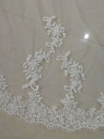voile mariée longue dentelle florale transparent blanc romantique classique tulle femme adulte monocouche