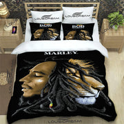 housse couette motif bob marley reggae feuilles oreiller tissu microfibre noir blanc rouge vert