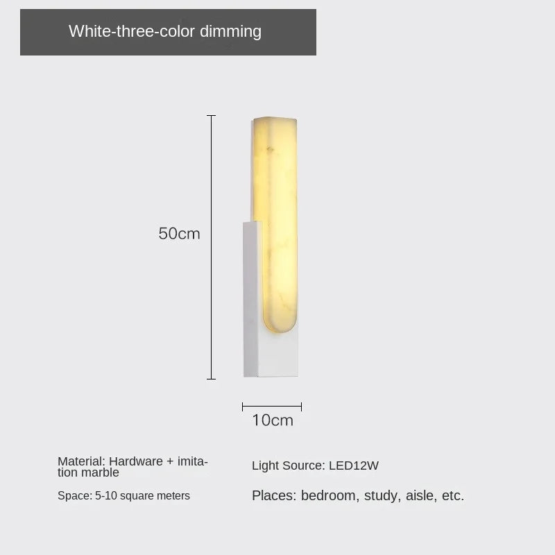 applique murale led marbre noir blanc moderne salon chambre couloir doré flux luminescent