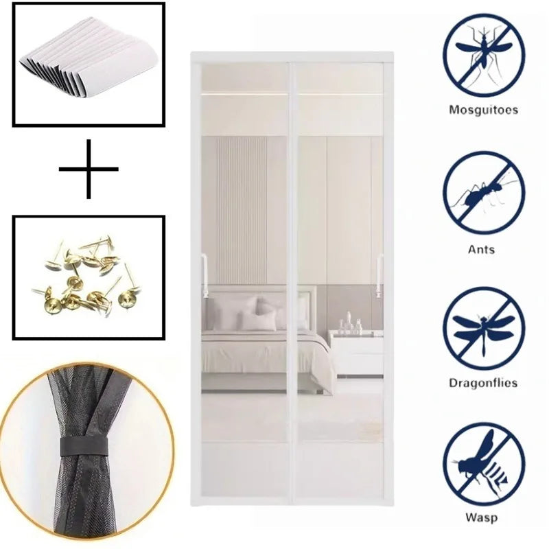 rideau moustiquaire blanc maille fine translucide moderne clips velcro porte