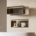 niche murale acier inoxydable gris moderne étagère rangement cosmétiques décoration statuaire vase
