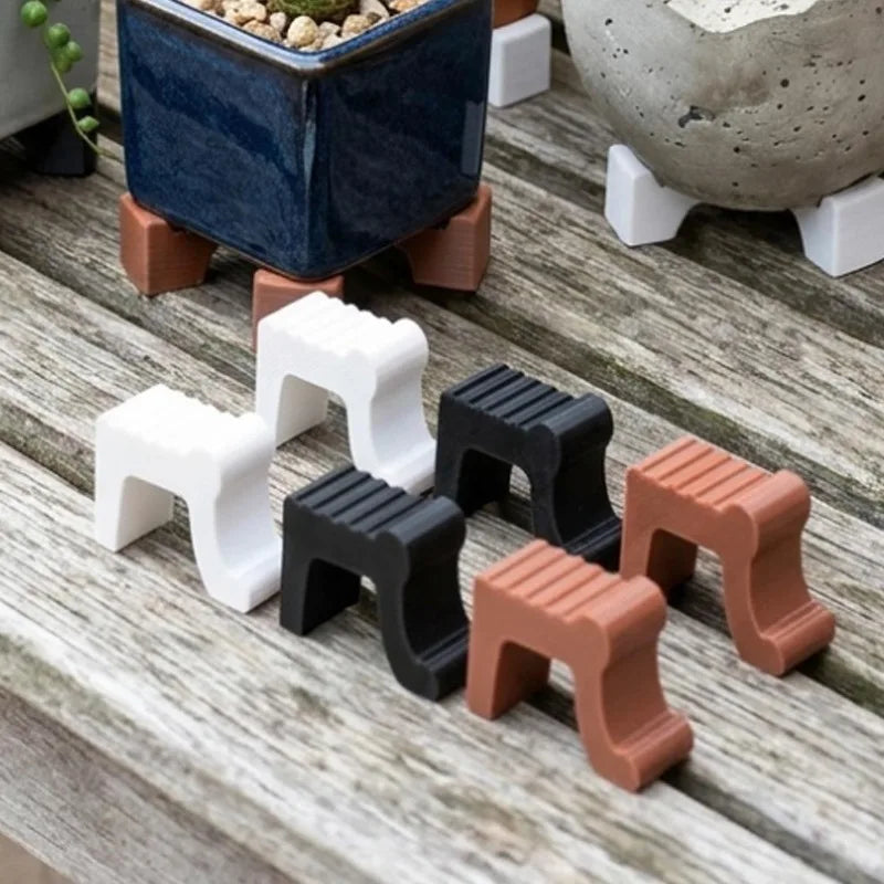 supports pots fleurs marron noir blanc texture moderne minimaliste clips adhésifsextérieurintérieur