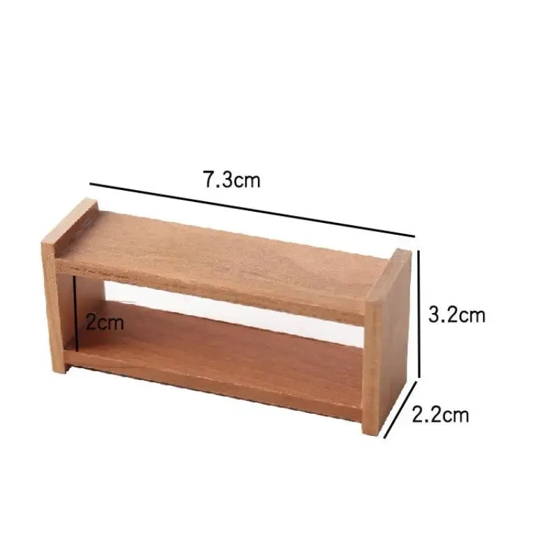 étagère bois naturel moderne accessoires poupée 1/12 décoration intérieure imitation jouets rangement miniature