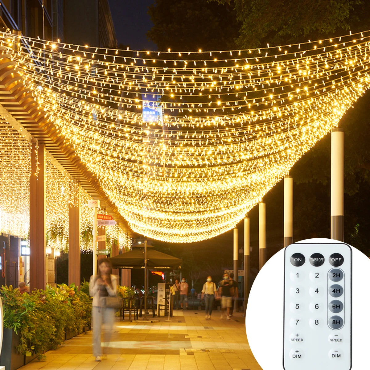 guirlande lumineuse led 100m 800 led blanc chaud moderne décoration noël extérieure fête nouvelle