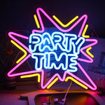enseigne lumineuse led transparente moderne décoration intérieure party rose bleu jaune graphique câble usb