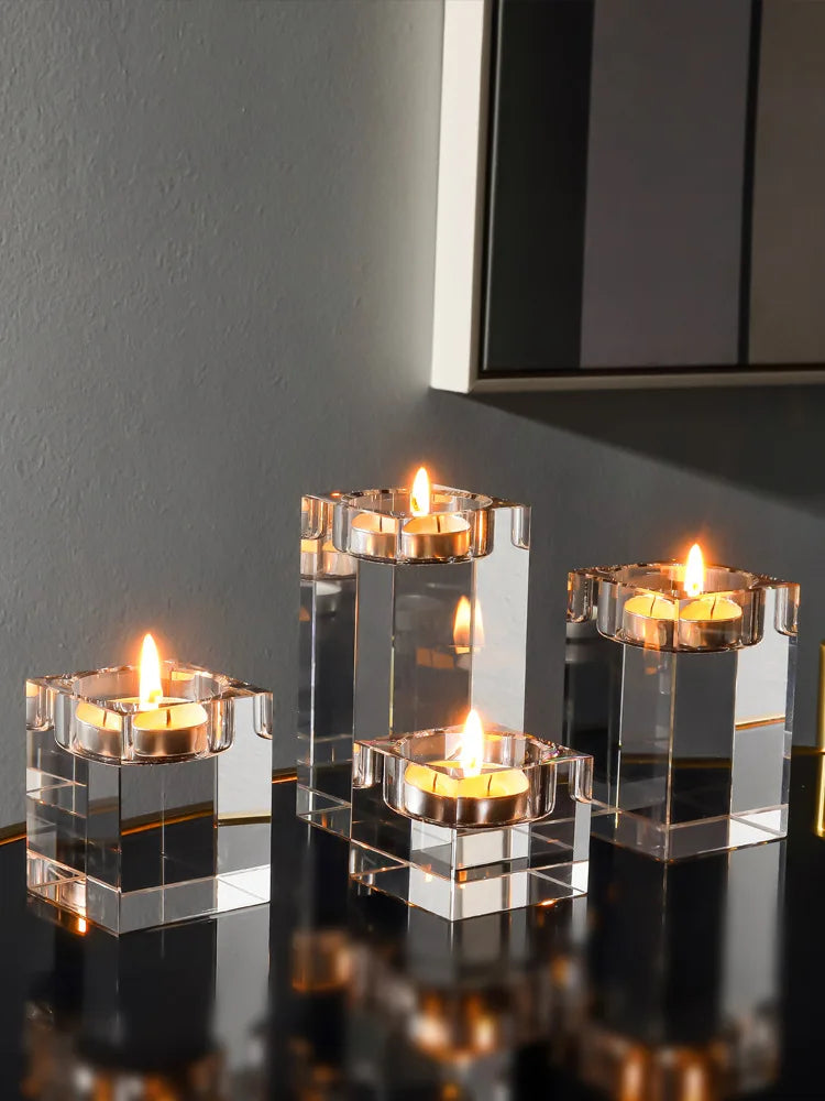 bougeoirs moderne transparents rectangulaires adhésifs chandelles bâtons décoration intérieure mariage 10cm 12cm 14cm 16cm