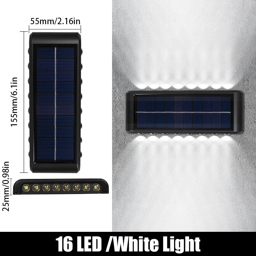 lumières solaires murales modernes 14 LED jaune clair decoration extérieure jardin
