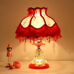 lampe table vintage rose chambre enfant abat jour dentelle interrupteur bouton led romantique chambre