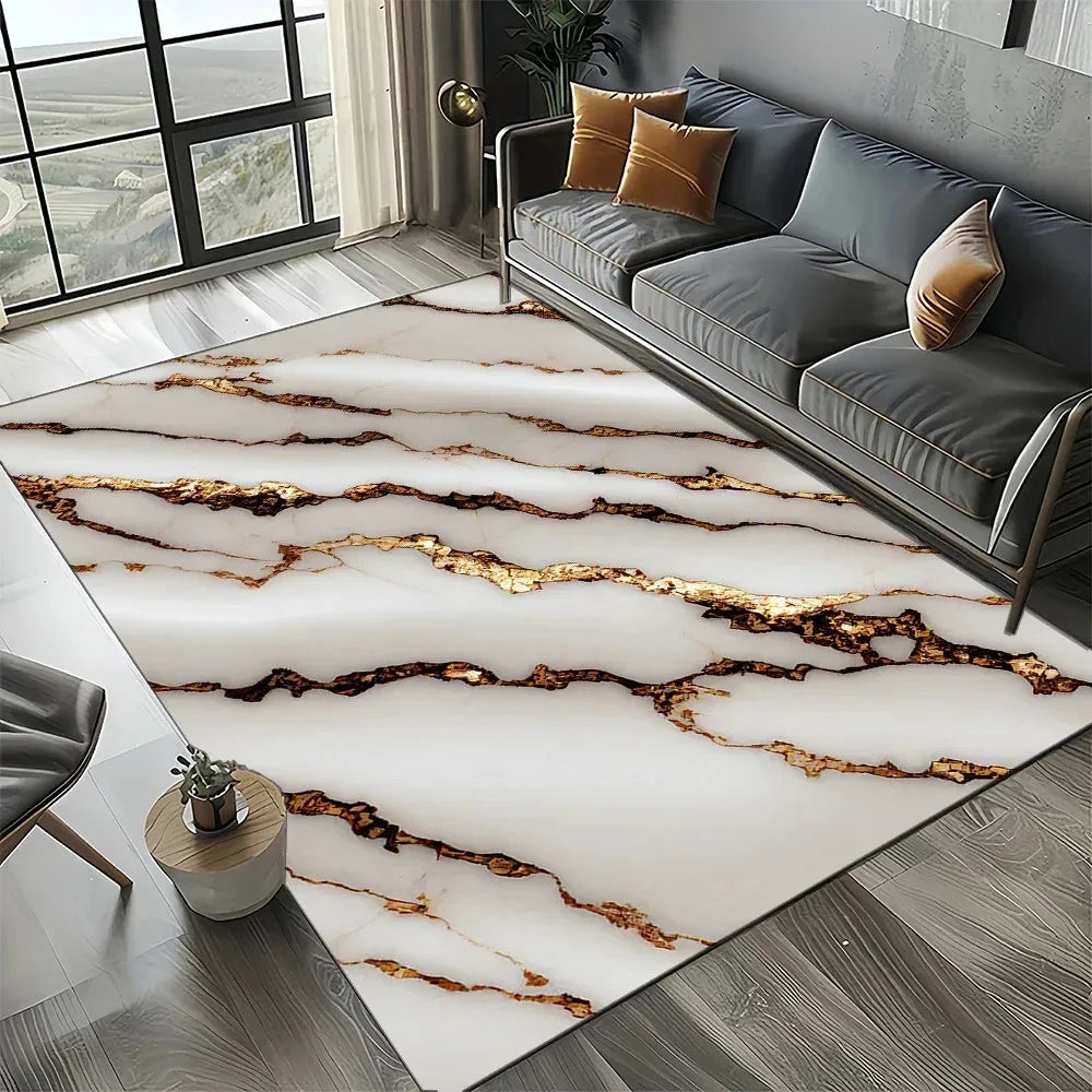 tapis moderne marbre noir blanc gris or floral salon chambre décoration extérieur commercialisation