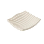 support savon blanc moderne rayures horizontales opalescent salle bain organisation éponge récurer plateau
