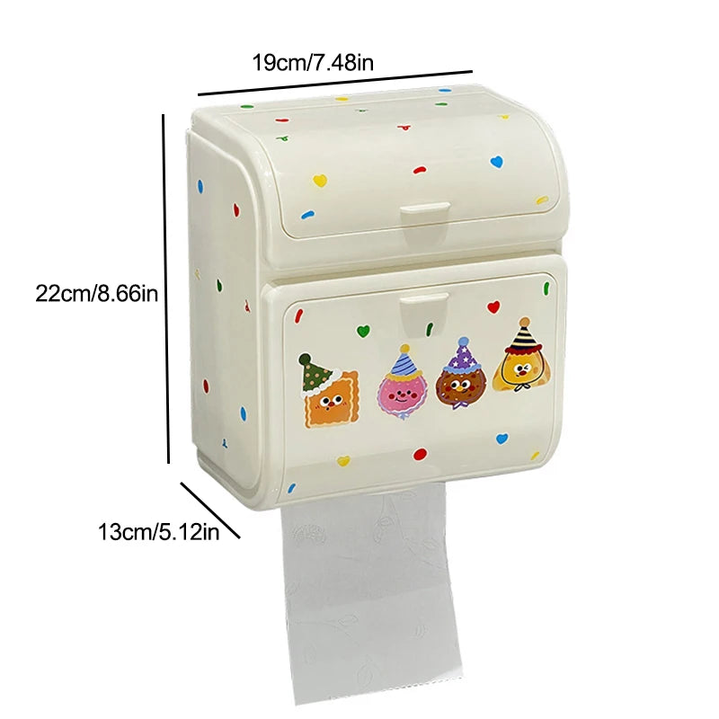 rangement mural moderne porte papier toilette blanc cassé points colorés fixation sans perçage mignon